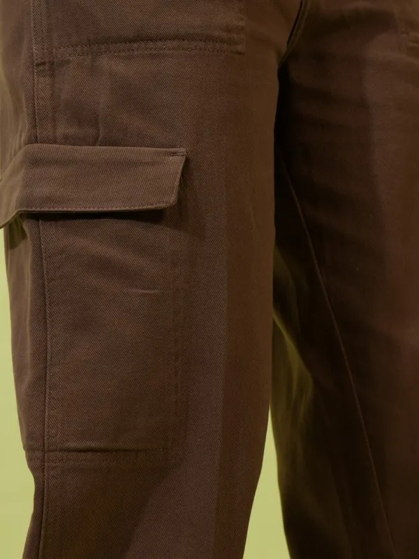  Tokyo Talkies Women Brown Solid Flared Casual Trousers