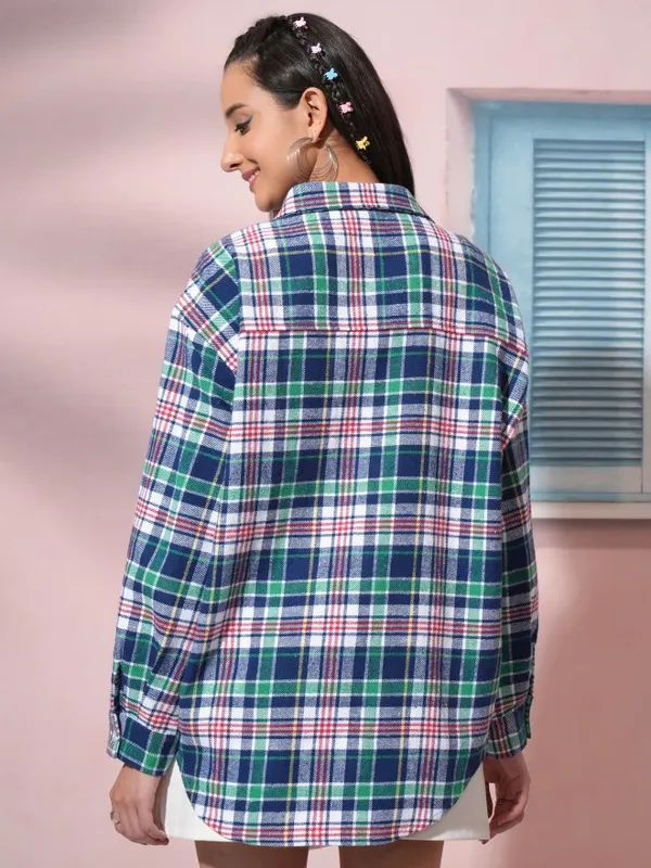 Women Checked Oversized Fit Casual Shirt