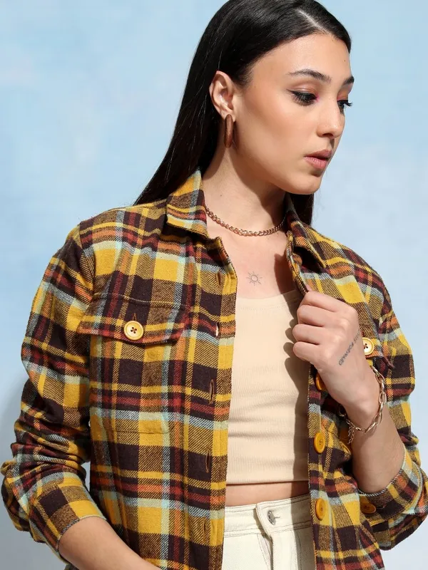 Tokyo Talkies Women Brown Solid Regular Fit Casual Shirt