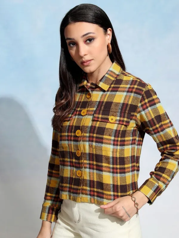 Tokyo Talkies Women Brown Solid Regular Fit Casual Shirt