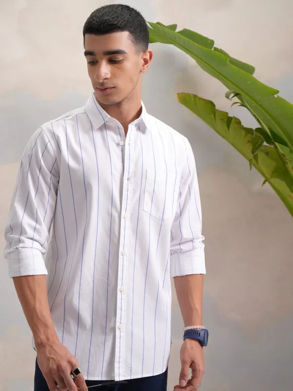  Highlander Men Multi Striped Slim Fit Casual Shirts
