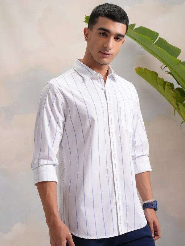  Highlander Men Multi Striped Slim Fit Casual Shirts