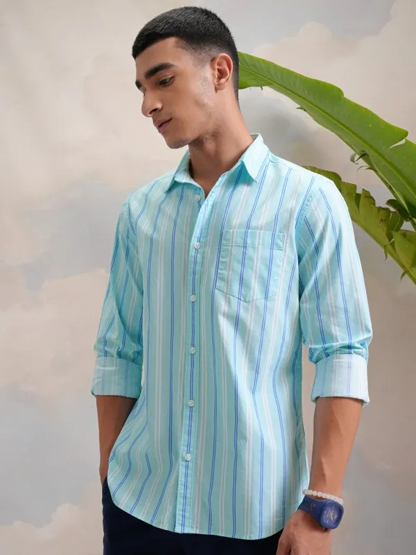  Highlander Men Multi Striped Slim Fit Casual Shirts