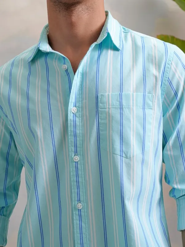  Highlander Men Multi Striped Slim Fit Casual Shirts