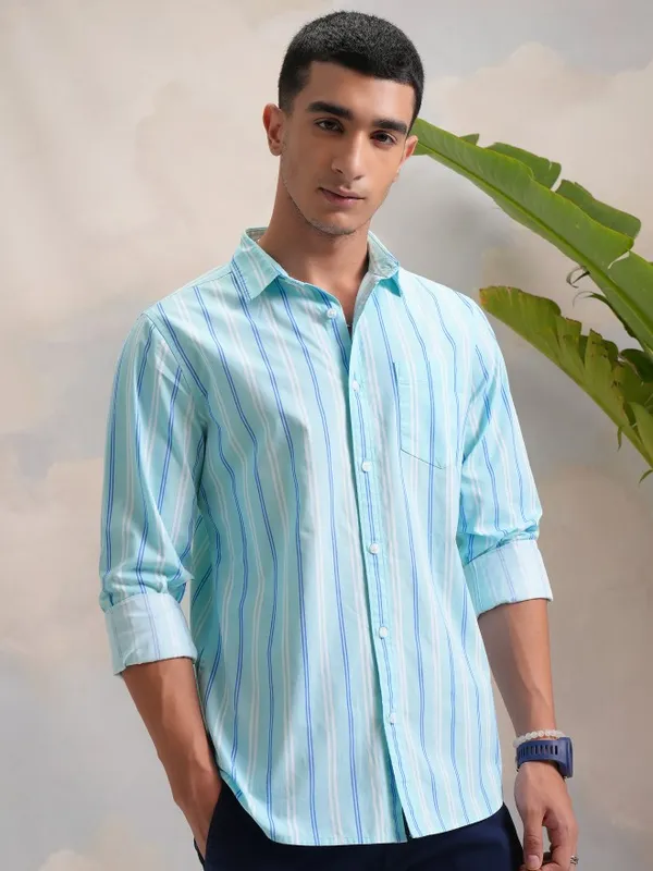  Highlander Men Multi Striped Slim Fit Casual Shirts