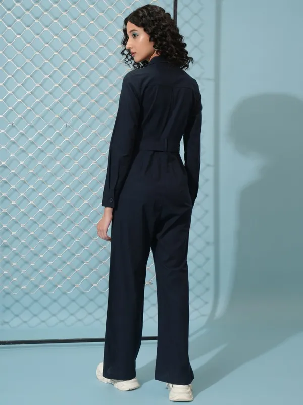 Tokyo Talkies Women Navy Blue Solid Jumpsuit