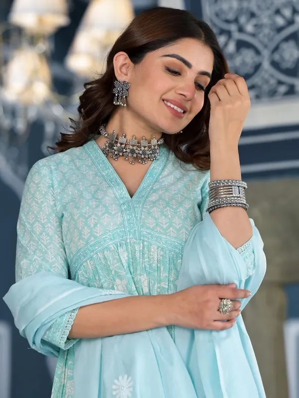  Vishudh Women Blue Printed Kurta Sets