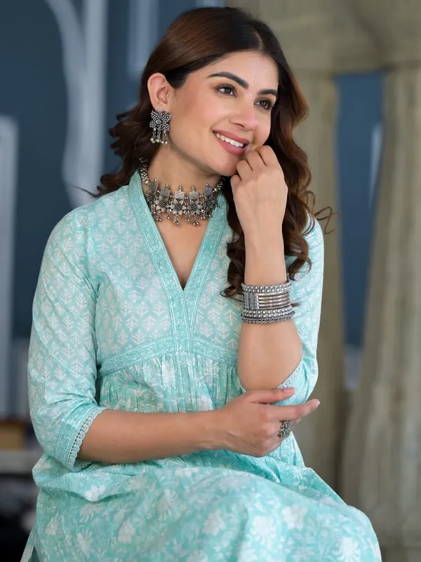  Vishudh Women Blue Printed Kurta Sets