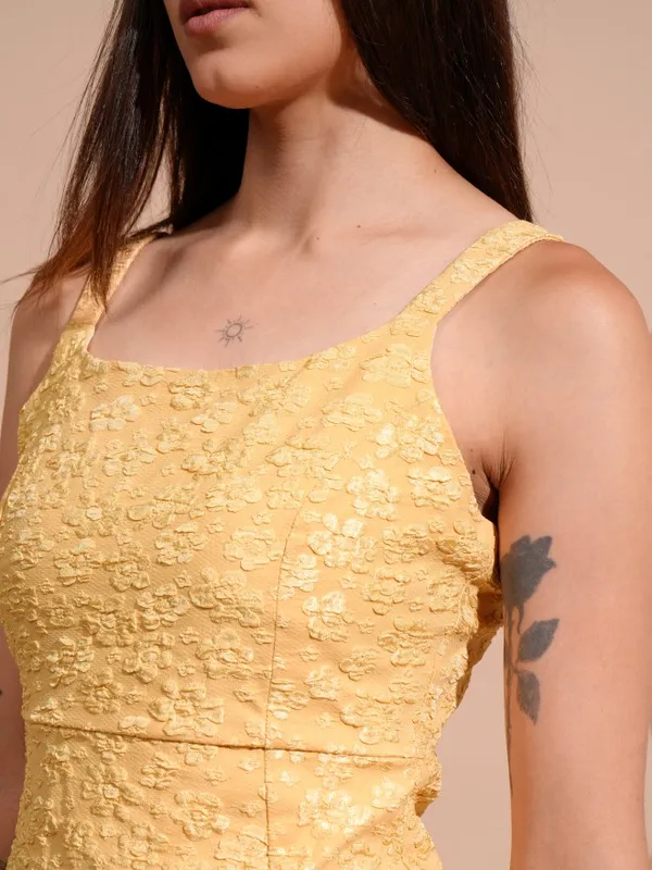 Tokyo Talkies Women Yellow Self Design Sheath Dress