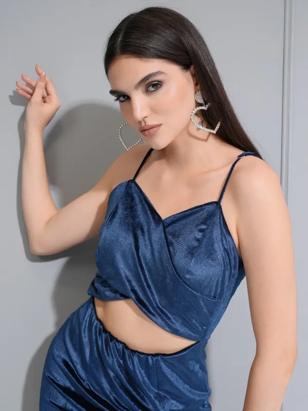 Tokyo Talkies Women Navy Blue Solid Maxi Dress