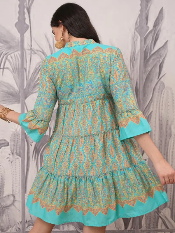  Vishudh Women Blue Printed A-Line Dresses