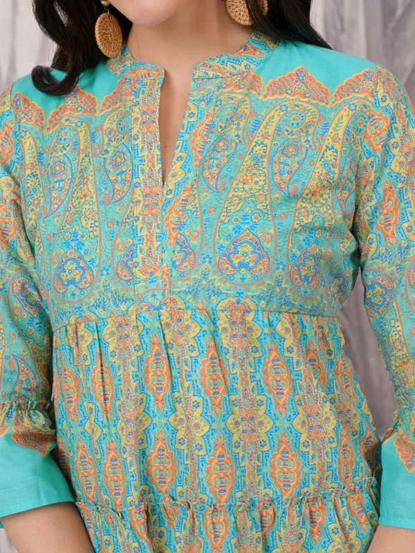  Vishudh Women Blue Printed A-Line Dresses