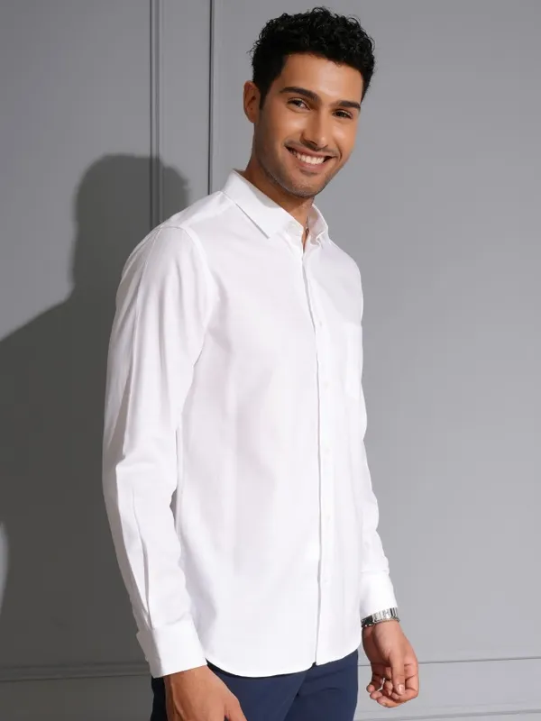 Locomotive Men Premium White Solid Occasion Shirt