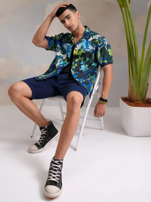  Highlander Men Multi Printed Regular Fit Casual Shirts