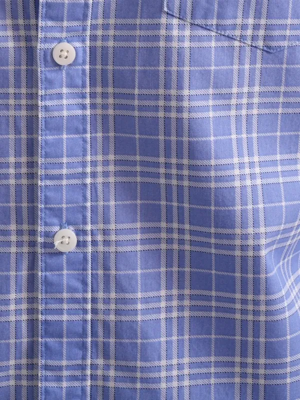  Highlander Men Blue Checked Slim Fit Casual Shirts
