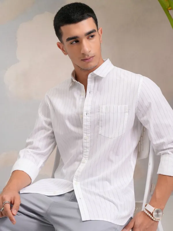 Highlander Men Multi Striped Slim Fit Casual Shirts