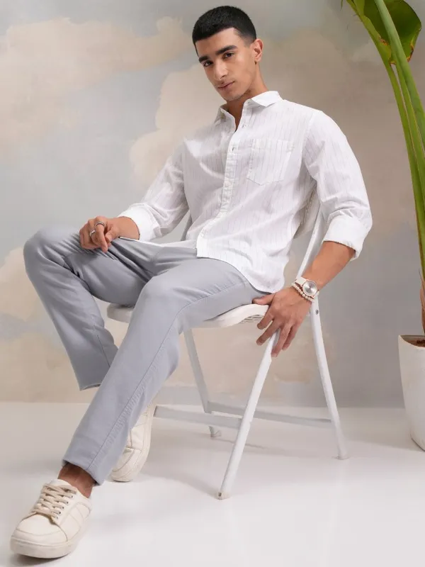 Highlander Men Multi Striped Slim Fit Casual Shirts