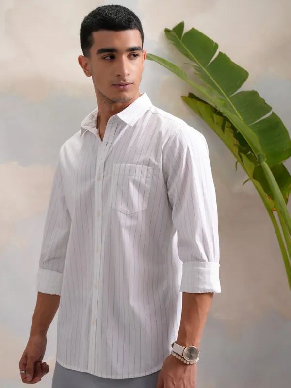 Highlander Men Multi Striped Slim Fit Casual Shirts