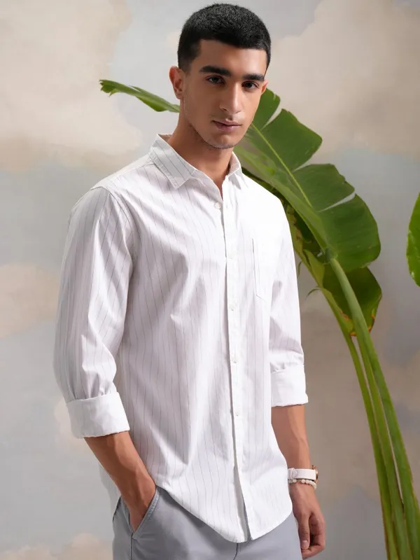 Highlander Men Multi Striped Slim Fit Casual Shirts