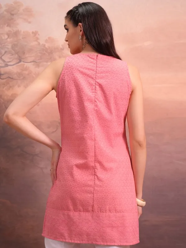 Vishudh Women Peach Embroidered Tunics