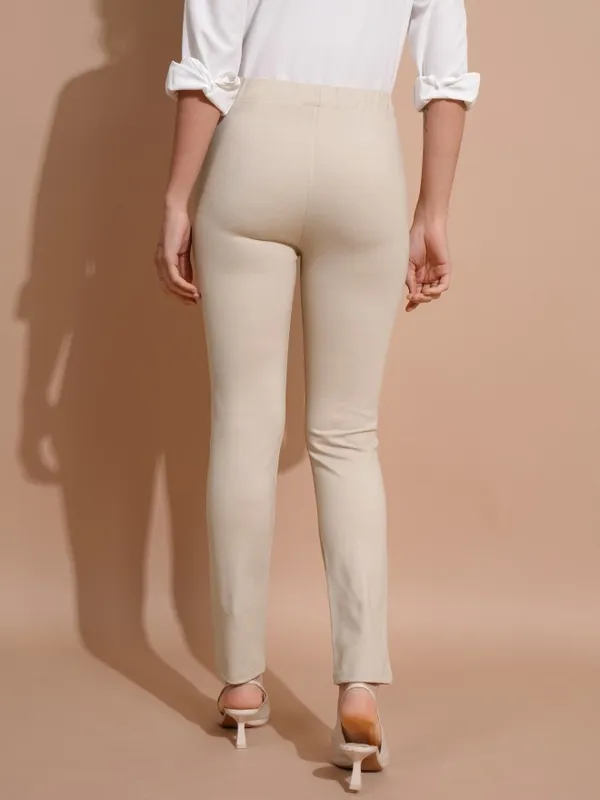 Solid Skinny Fit Regular Trousers