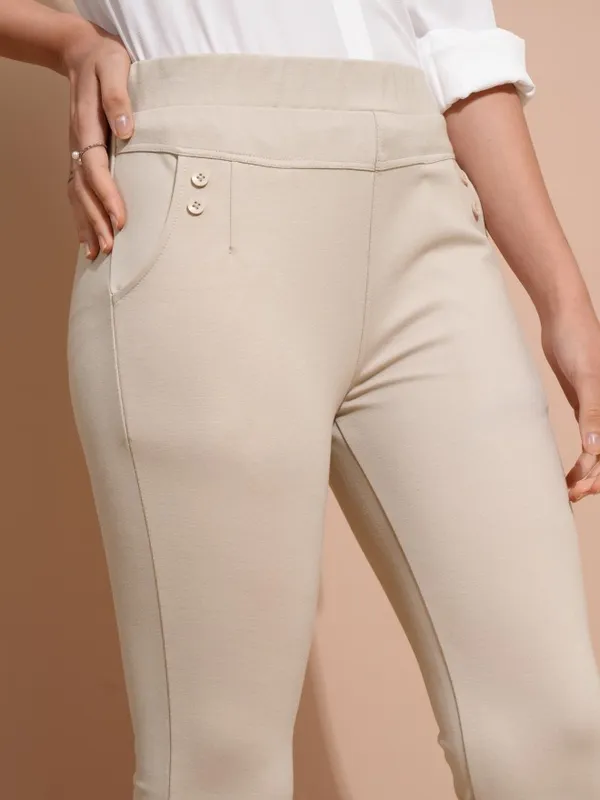 Solid Skinny Fit Regular Trousers
