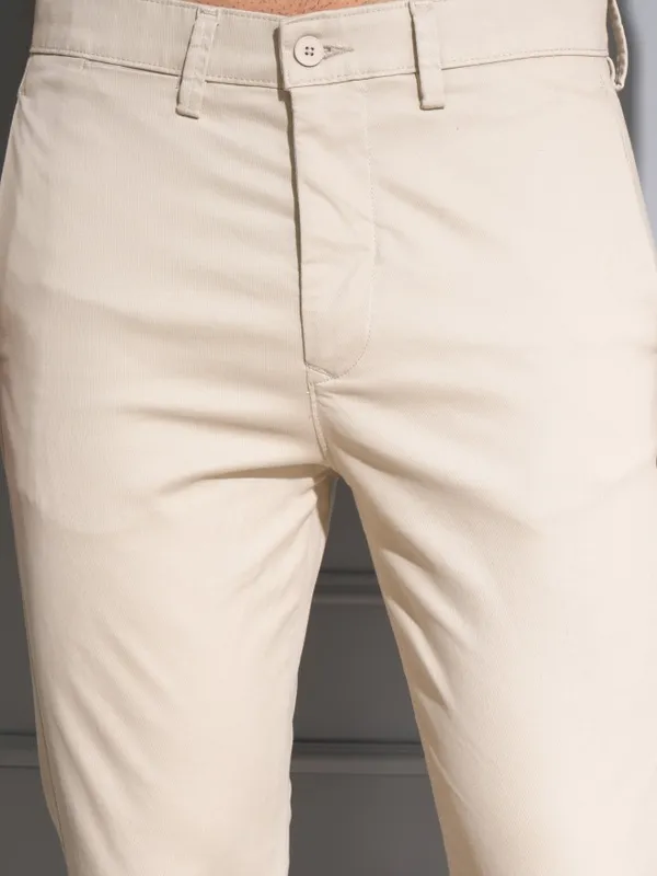Locomotive Men Premium Tan Regular Rise Slim Ankel Length Casual Trouser