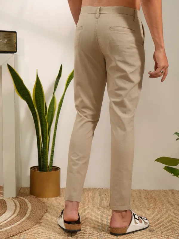  Locomotive Men Khaki Slim Fit Solid Casual Trousers