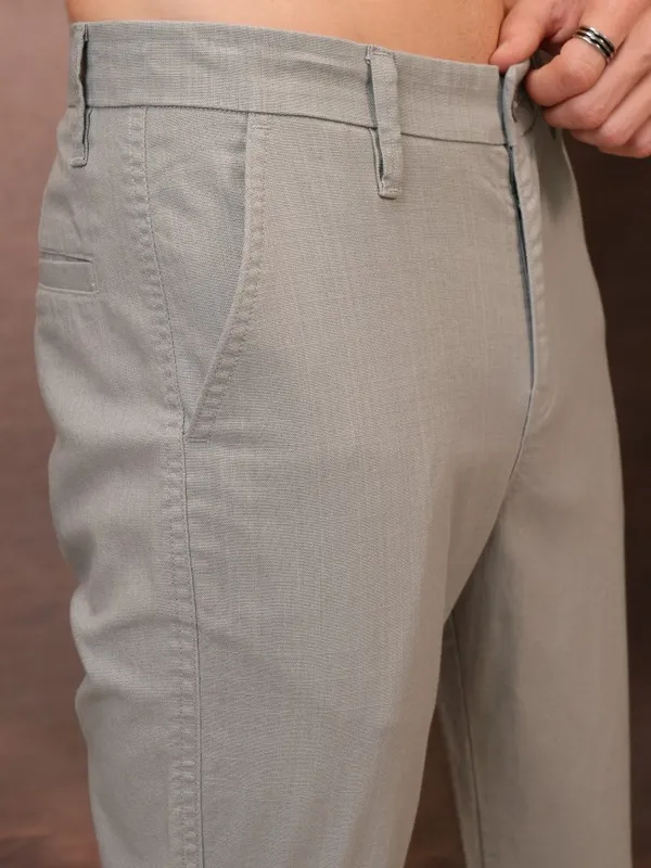  Locomotive Men Grey Slim Fit Solid Casual Trousers