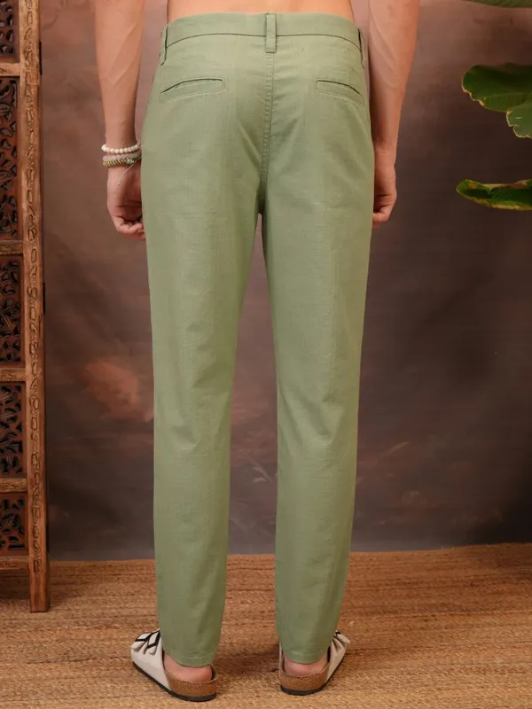  Locomotive Men Green Slim Fit Solid Casual Trousers