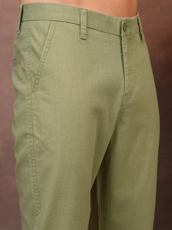  Locomotive Men Green Slim Fit Solid Casual Trousers