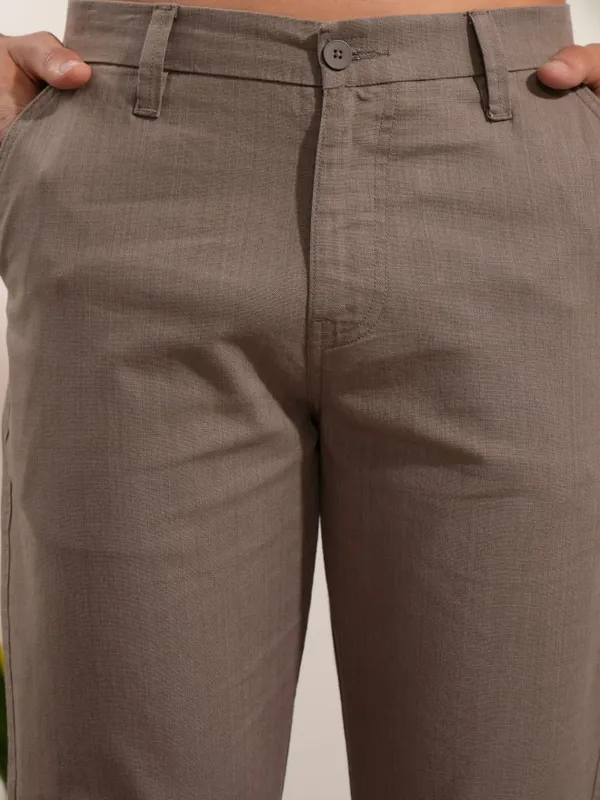  Locomotive Men Brown Slim Fit Solid Casual Trousers
