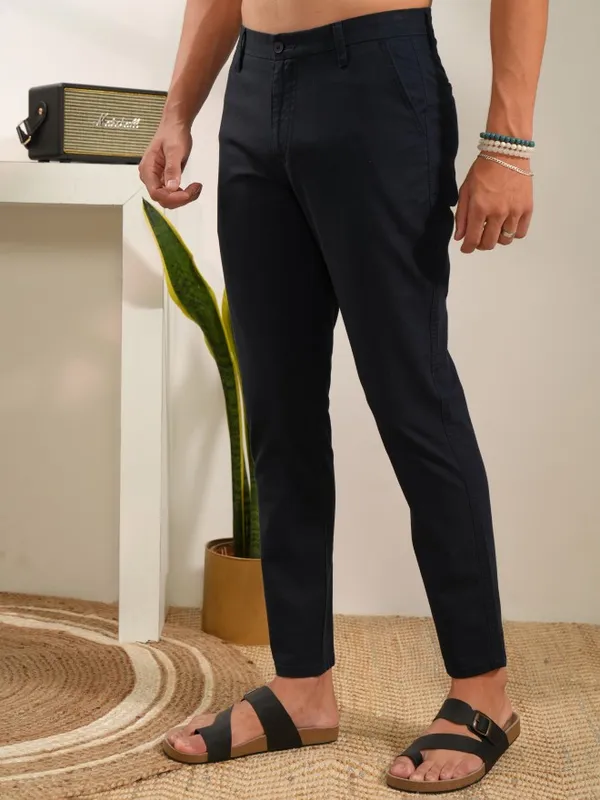  Locomotive Men Blue Slim Fit Solid Casual Trousers