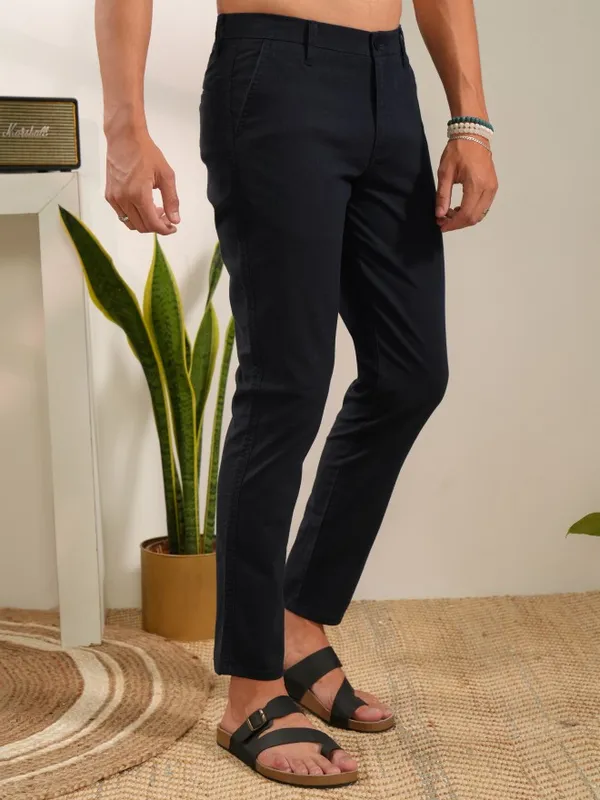  Locomotive Men Blue Slim Fit Solid Casual Trousers