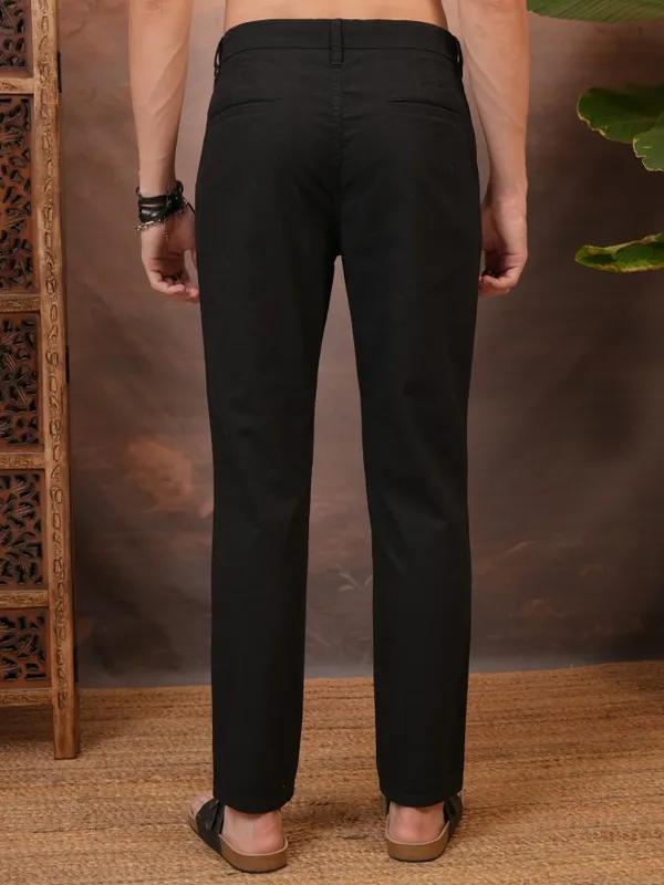  Locomotive Men Black Slim Fit Solid Casual Trousers