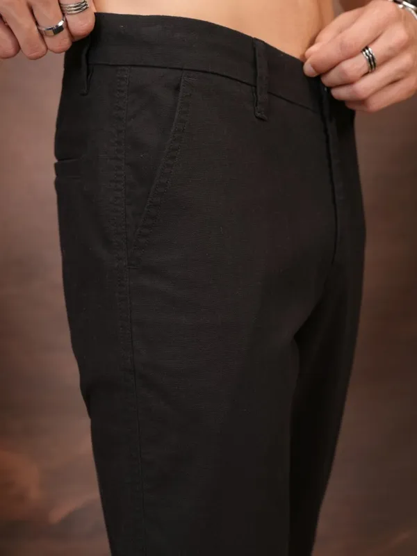  Locomotive Men Black Slim Fit Solid Casual Trousers