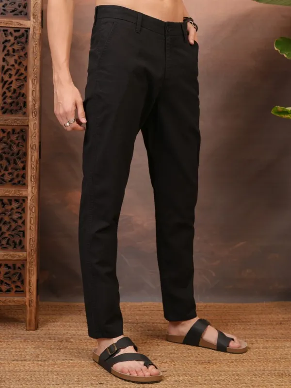  Locomotive Men Black Slim Fit Solid Casual Trousers