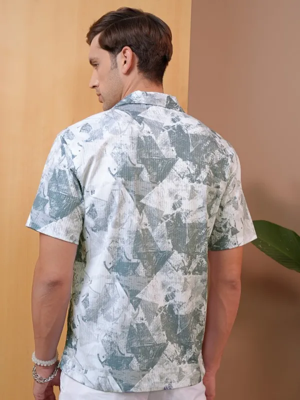  Locomotive Men Grey Printed Regular Fit Casual Shirts