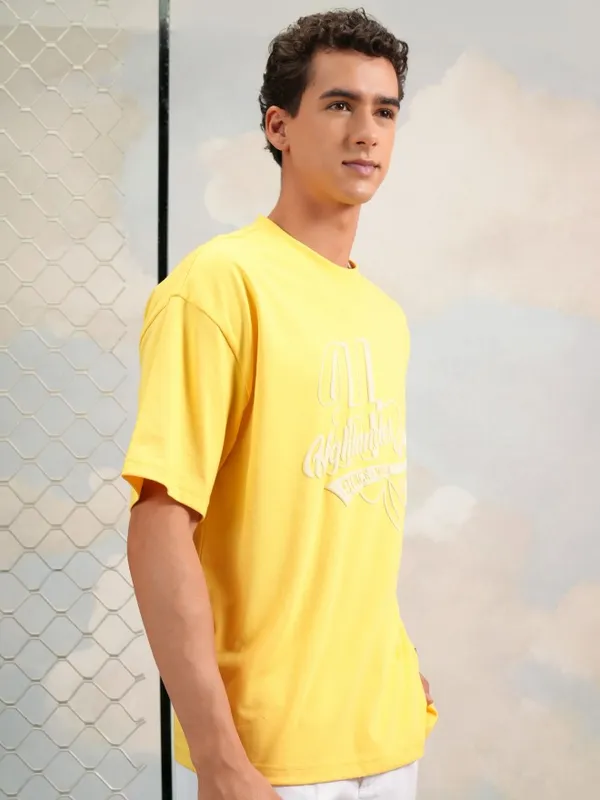  Highlander Men Yellow Printed Round Neck T-Shirts