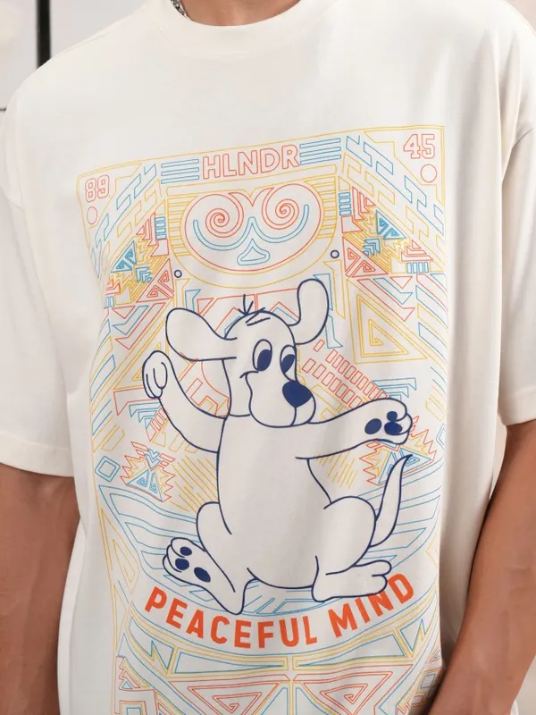  Highlander Men Off White Printed Round Neck T-Shirts