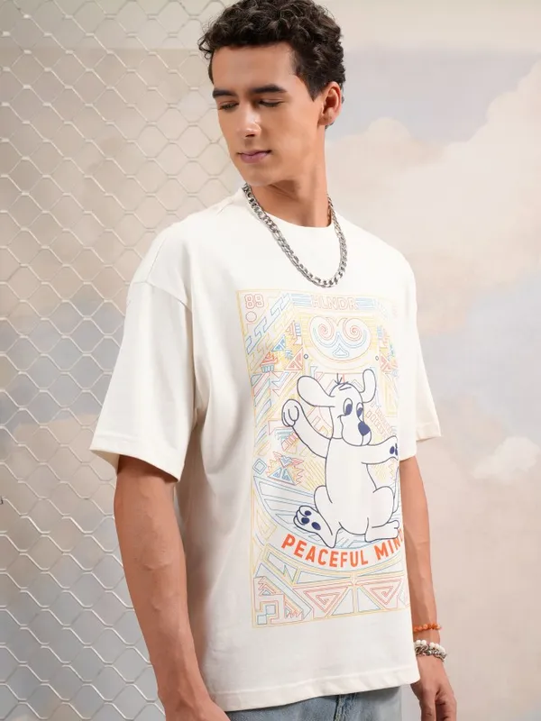  Highlander Men Off White Printed Round Neck T-Shirts