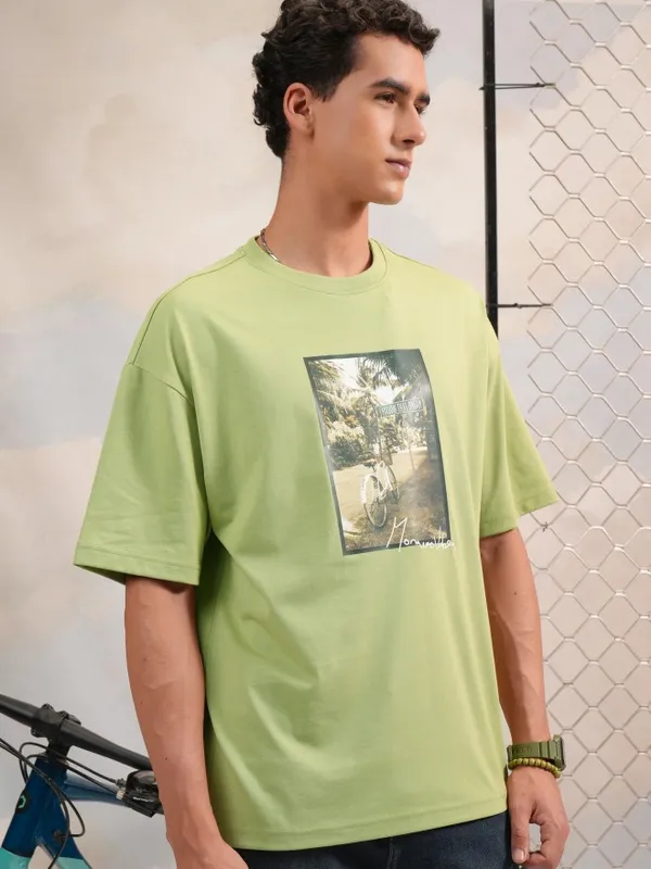  Highlander Men Green Printed Round Neck T-Shirts