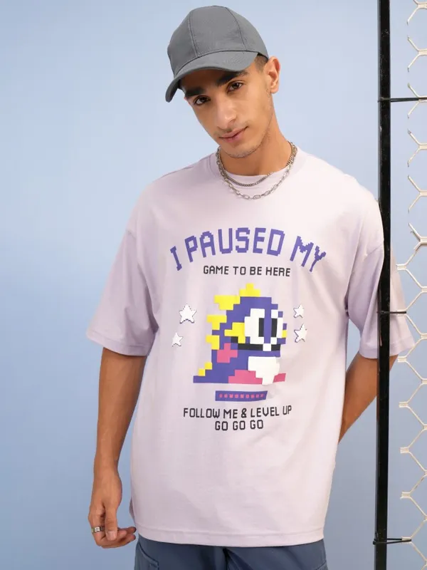  Highlander Men Mauve Printed Round Neck T-Shirts