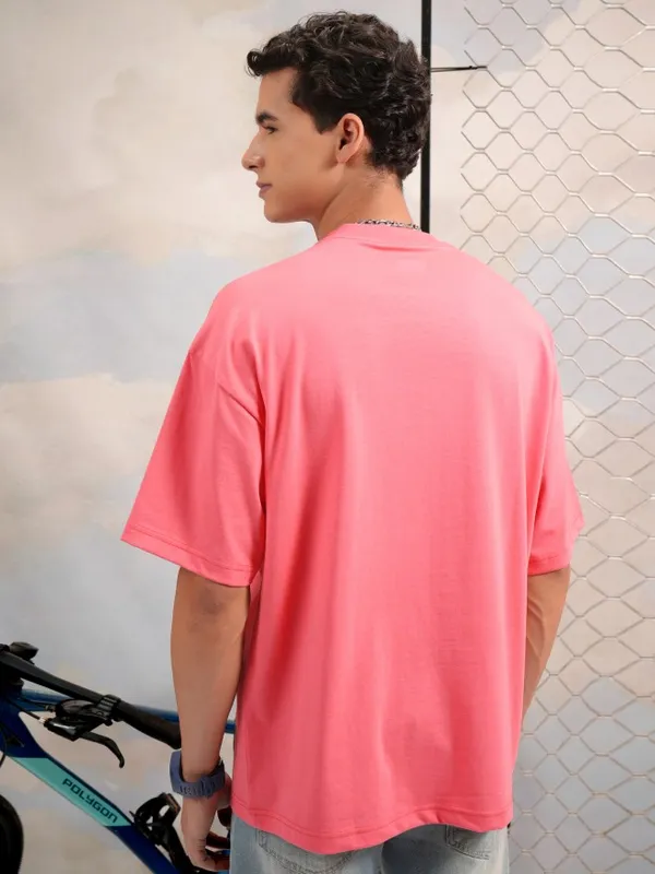 Highlander Men Rose Printed Round Neck Oversized Fit T-Shirt