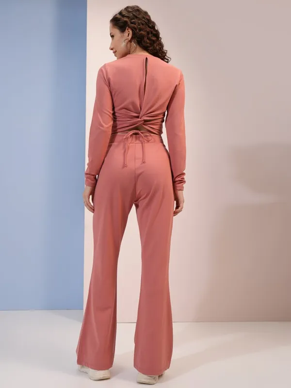Tokyo Talkies Women Pink Top With Trousers Co-Ords