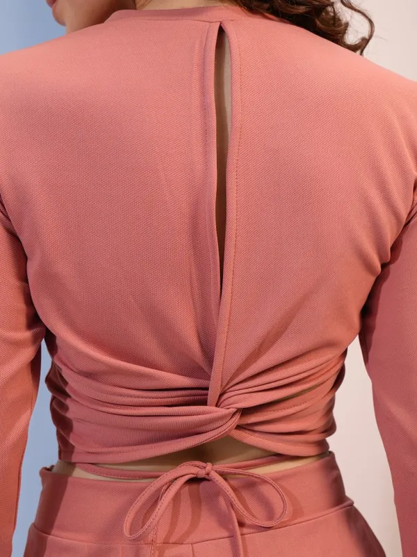 Tokyo Talkies Women Pink Top With Trousers Co-Ords