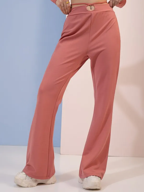 Tokyo Talkies Women Pink Top With Trousers Co-Ords