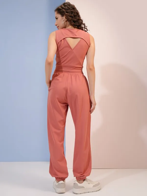 Tokyo Talkies Women Pink Top With Trousers Co-Ords