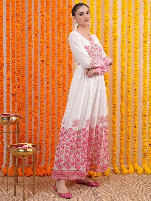 Vishudh women Pink Printed Maxi Dress