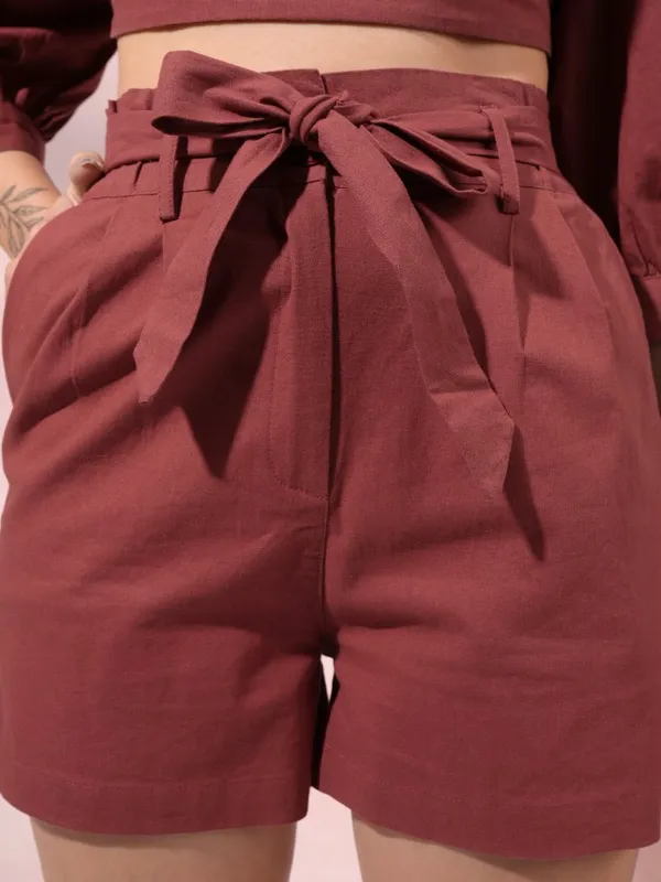 Tokyo Talkies Women Terracotta Top With Short